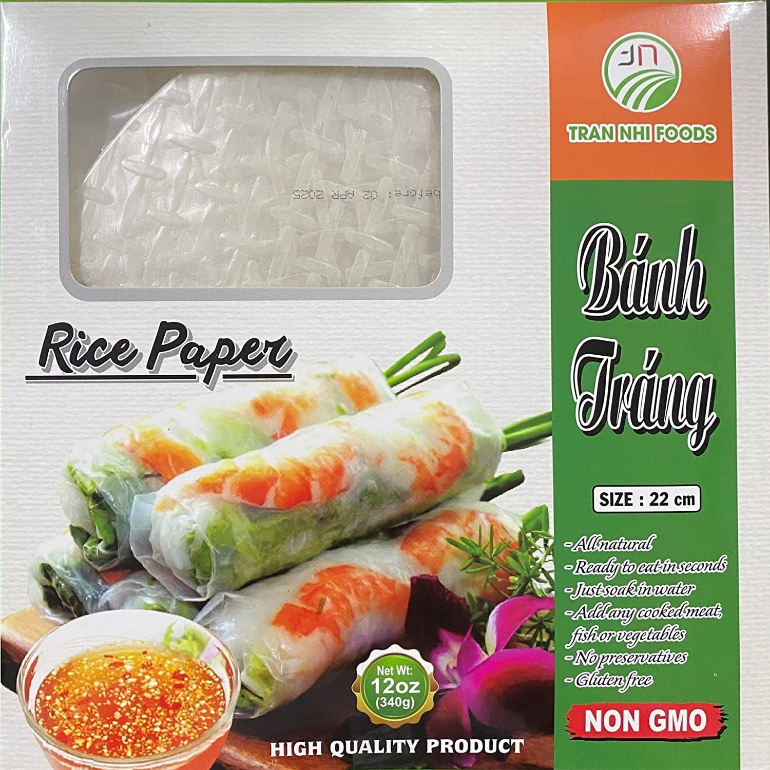 Fresh Spring Roll Rice Paper Wrappers, Spring Rolls Wrappers, Healthy , Non  Gmo, No Gluten, All Natural (12Oz – 340 Gram) – CaliGalaxy